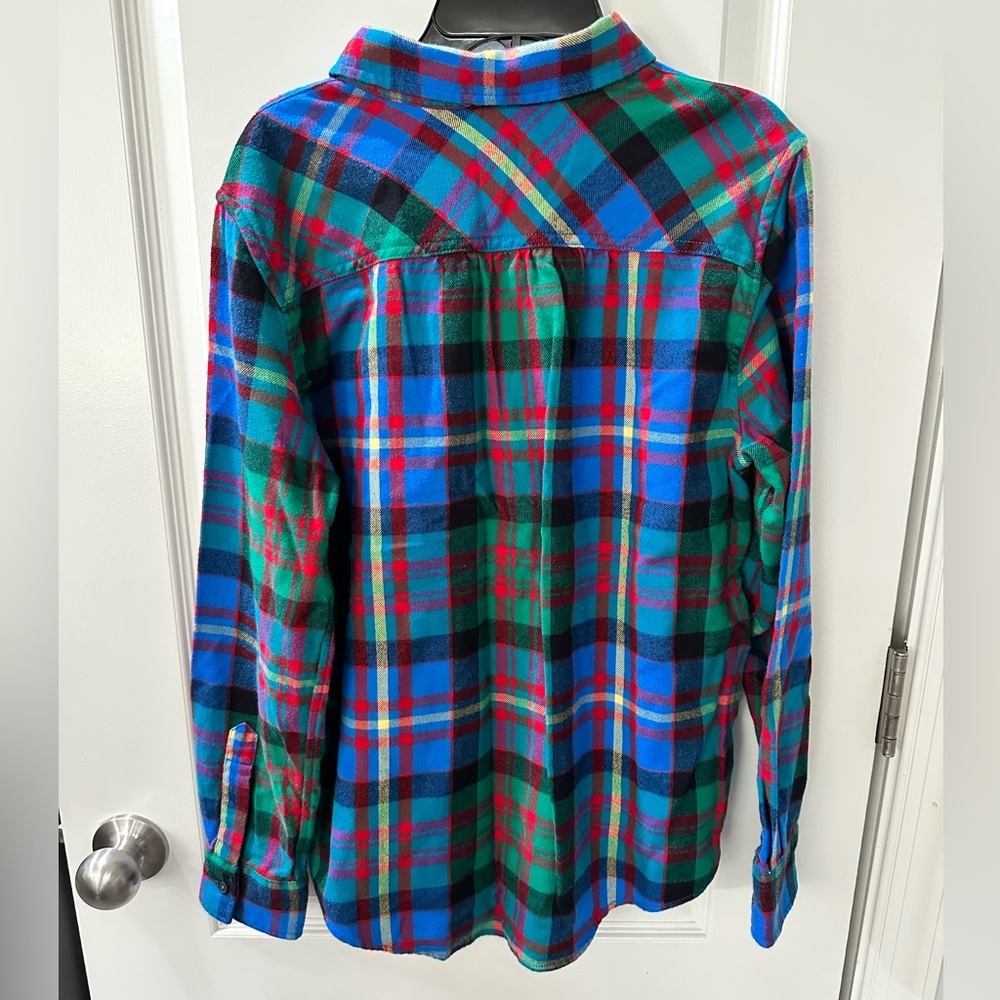 Lands' End Women’s Multicolor Plaid Flannel Shirt - Size 6P - Picture 3 of 5